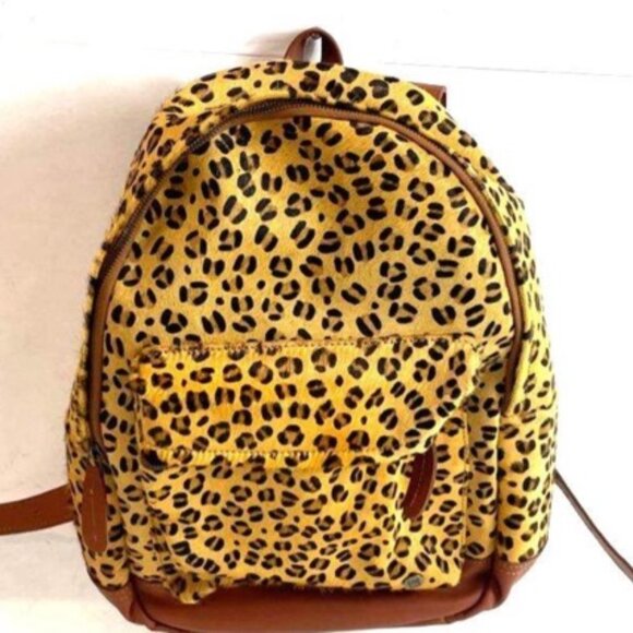 MAHI Brown Leopard Print Backpack – Full-Grain Leather, Zippered main image 6